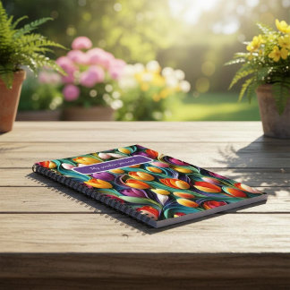 Caderno Espiral Jardim de Tulipas Coloridas Diário