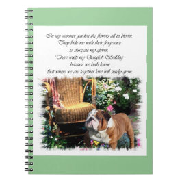 Caderno Espiral Jardim de Verão de Buldogue Inglês