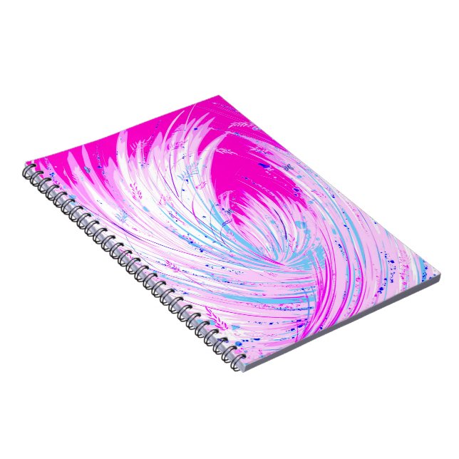 Caderno Espiral Jardim Encantado Branco, cor-de-rosa abstrato (Lado Direito)