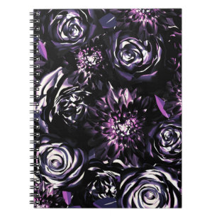 Caderno Espiral Jardim Escuro Encantando Flores Purple Glam