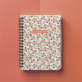Caderno Espiral Jardim Floral Aquarela Rosa Personalizado