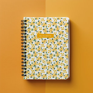 Caderno Espiral Jardim Floral de Cor Amarela Personalizado