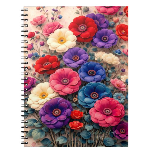 Caderno Espiral Jardim Floral Vibrante (Frente)
