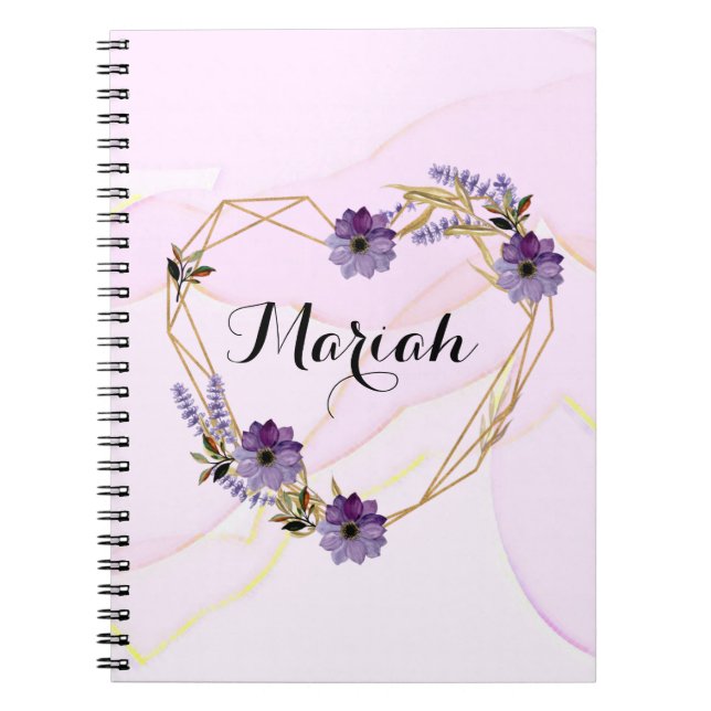 Caderno Espiral Jardim florescente roxo (Frente)