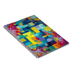 Caderno Espiral Jardim Florido Cósmico: Mosaico Abstrato de Sonhos