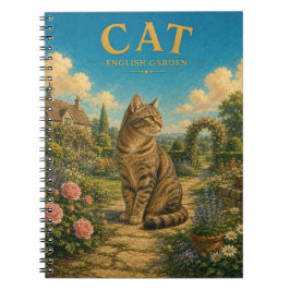 Caderno Espiral Jardim Inglês de Gato aquarela GeoSaga