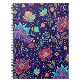Caderno Espiral Jardim Místico de Lótus da Meia-Noite