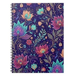 Caderno Espiral Jardim Místico de Lótus da Meia-Noite