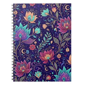 Caderno Espiral Jardim Místico de Lótus da Meia-Noite