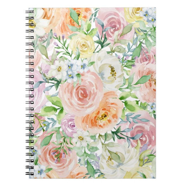 Caderno Espiral Jardim romântico Pastel (Frente)