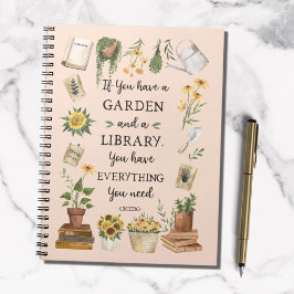 Caderno Espiral Jardinagem e Biblioteca Citação Girassol e Plantas