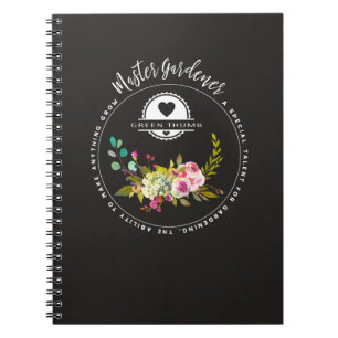 Caderno Espiral Jardineiro mestre, presentes de jardinagem.