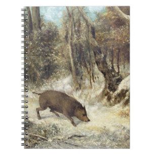 Caderno Espiral Javali na neve, assinada como Courbet