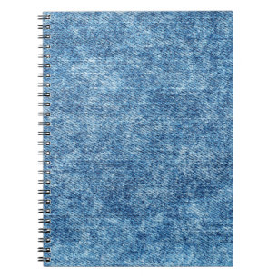 Caderno Espiral Jeans em azul de lavagem ácida. Fundo de Denim, t