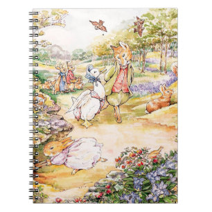 Caderno Espiral Jemima Puddle Duck caminhando com o Sr. Fox