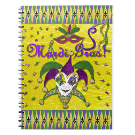 Caderno Espiral Jester Mask Mardi Gras Harlequin
