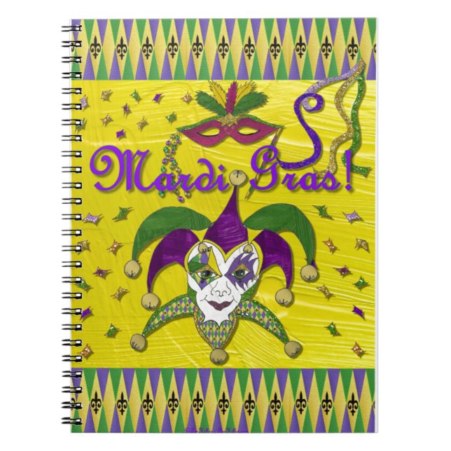 Caderno Espiral Jester Mask Mardi Gras Harlequin (Frente)