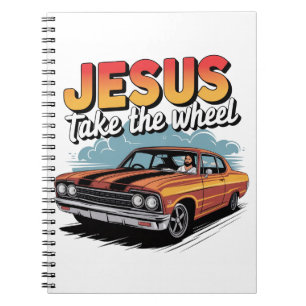 Caderno Espiral Jesus Assume o Volante Carro Musculoso Vintage