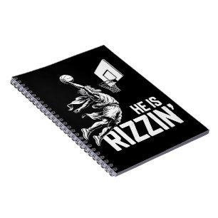 Caderno Espiral Jesus Basquete Ele Está Rizzin' Engraçado Cristão