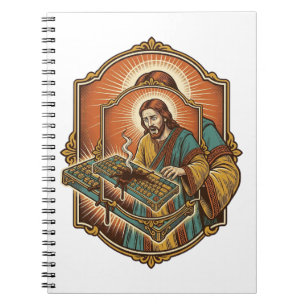 Caderno Espiral Jesus Café Derramado Teclado Mecânico Quebrado Tec