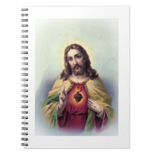 Caderno Espiral Jesus com Coração Sagrado Brilhante