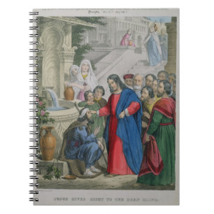 Caderno Espiral Jesus dá a vista a uma cortina nascida, de uma