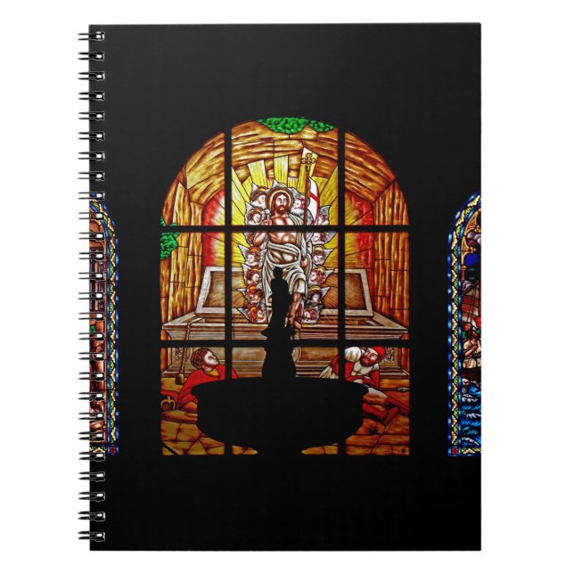 Caderno Espiral jesus de vidro colorido (Frente)