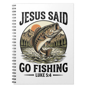 Caderno Espiral Jesus Disse Vá Pescar Bass Vintage Cristão
