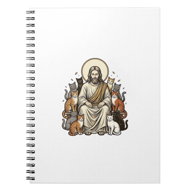 Caderno Espiral Jesus e Gatos Vintage (Frente)
