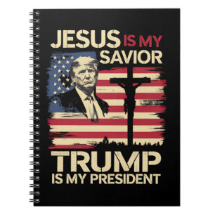 Caderno Espiral Jesus É Meu Salvador Trump É Meu Presidente Bandei