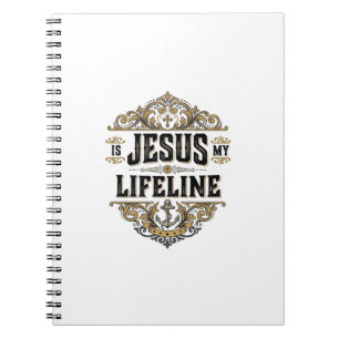 Caderno Espiral Jesus É Minha Linha da Vida Camisa Vintage Cristã 