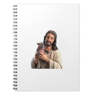 Caderno Espiral Jesus e Moo Deng_ A Tomada Única de Arte Clássica