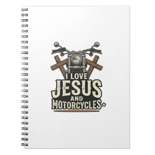 Caderno Espiral Jesus e Motocicletas Desenho de Cristão Motociclis