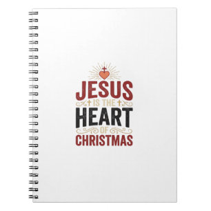 Caderno Espiral Jesus É o Coração da Camisa Vintage de Natal