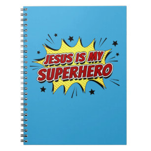 Caderno Espiral Jesus é o meu super-herói Crianças e Adultos Fé Cr