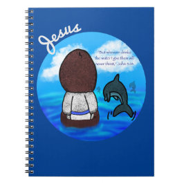 Caderno Espiral Jesus e os golfinhos com fundo