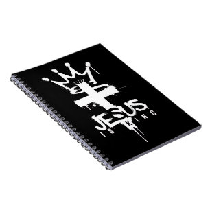 Caderno Espiral Jesus é Rei Fé Religiosa Cristã Cruz