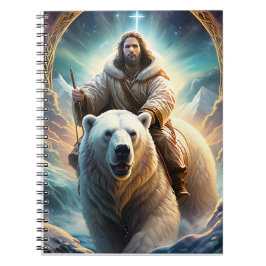 Caderno Espiral Jesus em um urso polar