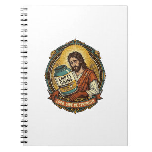 Caderno Espiral Jesus Exausto Tubo de Proteína Vazia Humor de Acad