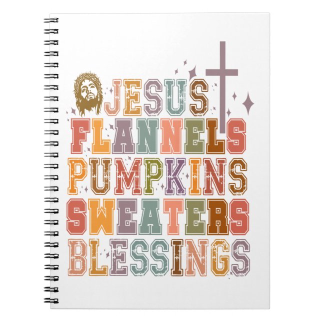 Caderno Espiral Jesus Flannels Pumpkins Sweater Bênçãos (Frente)