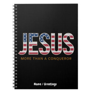 Caderno Espiral Jesus Mais que um Conquistador Marcante Cristão