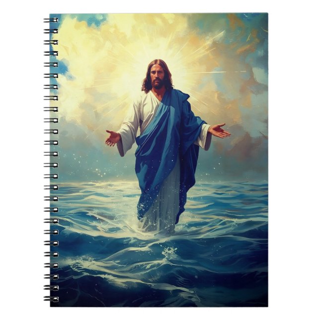 Caderno Espiral Jesus na Água Páginas Vinculadas a Notebook Clássi (Frente)
