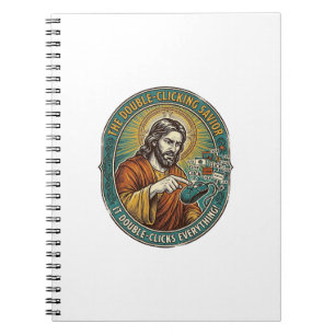 Caderno Espiral Jesus Quebrou o Mouse com Duplo Clique TI Tecnolog