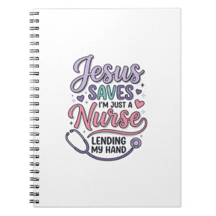 Caderno Espiral Jesus Salva Camisa de Enfermeira Fé Design_1