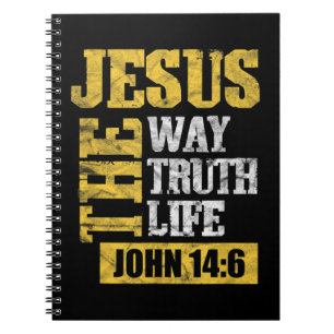 Caderno Espiral Jesus The Way Truth Life John 14:6 Bíblia cristã