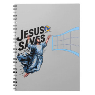 Caderno Espiral Jesus Voleibol Salva Fé Cristã Encantada