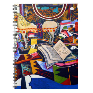 Caderno Espiral Joan Miro Horse Pipe e Flor Vermelha