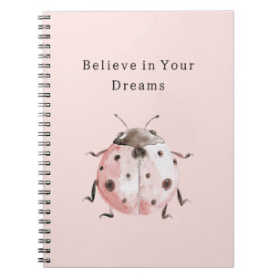 Caderno Espiral Joaninha Preta com Rubor Rosa
