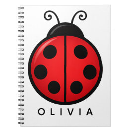 Caderno Espiral Joaninha Vermelha Fofa Arte Gráfica com Nome Perso