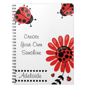 Caderno Espiral Joaninha Vermelha Personalizada Moderna Fofa